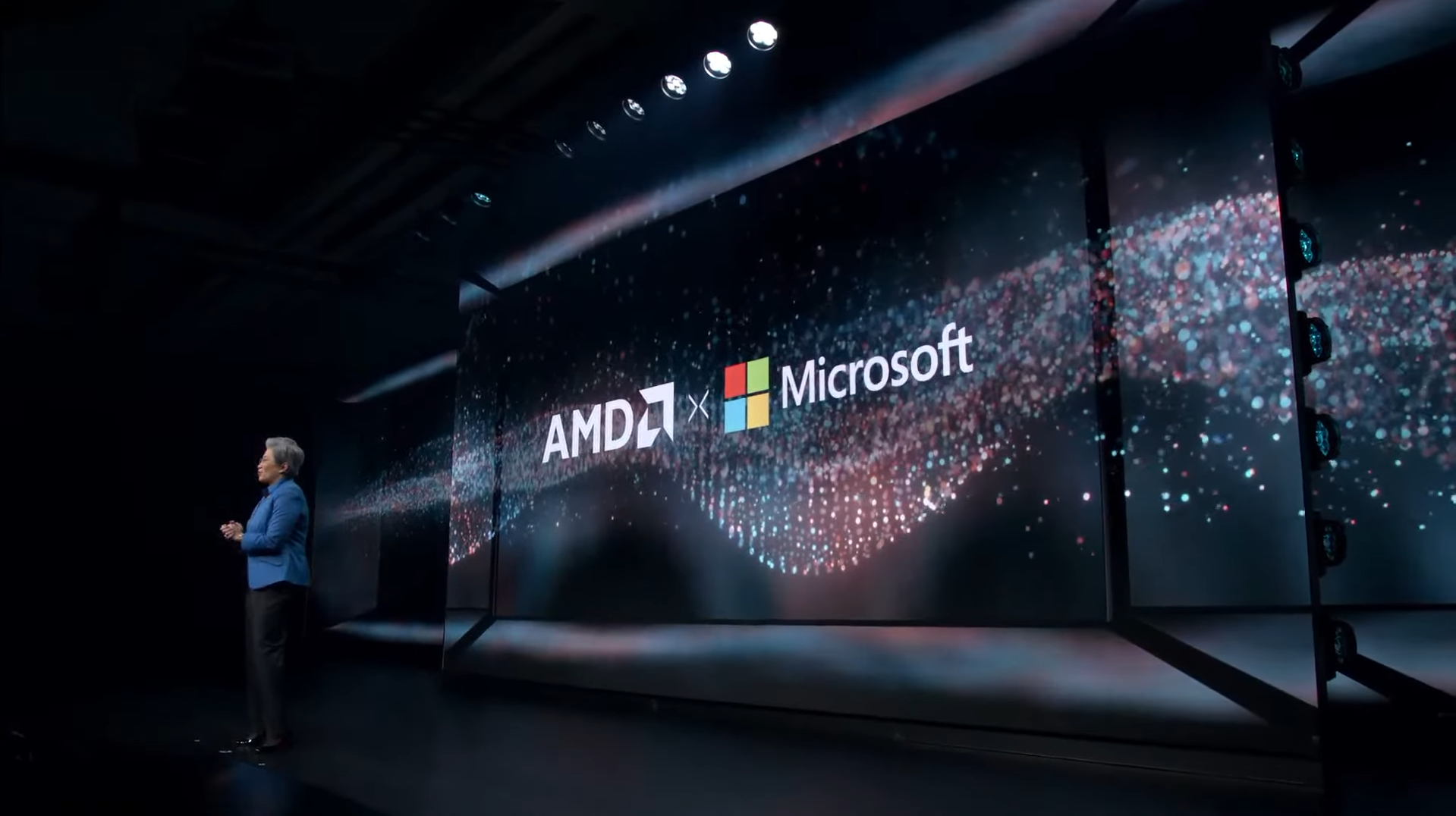 AMD launch — angled view of the generative LED backdrop
